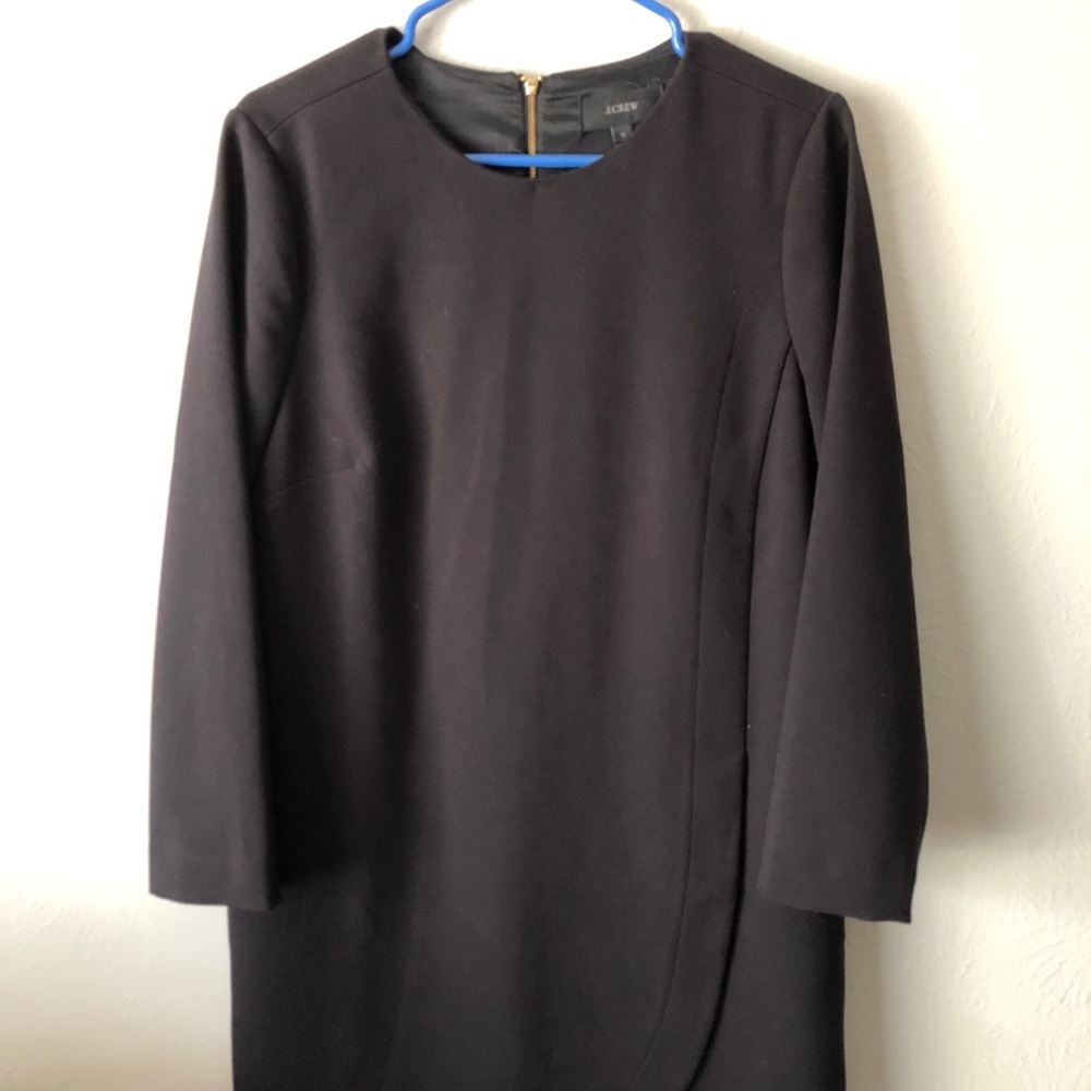 JCREW black wool dress gold exposed zipper size 10